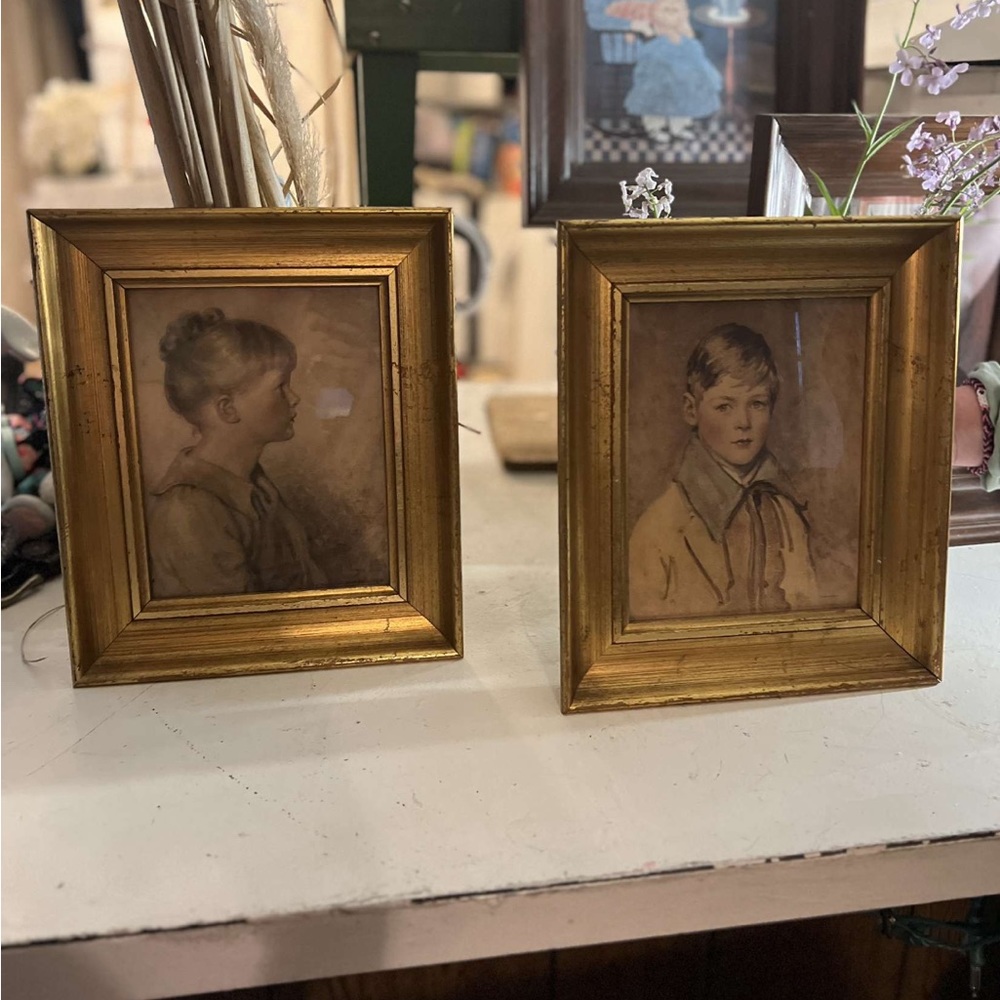 Vintage Peter and Charlotte Gold Framed Prints